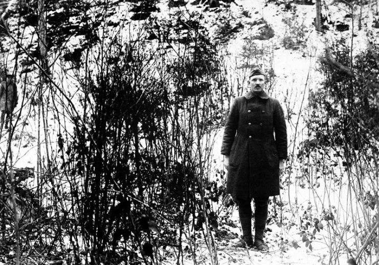 Alvin York at the site of his Medal of Honor action in February 1919